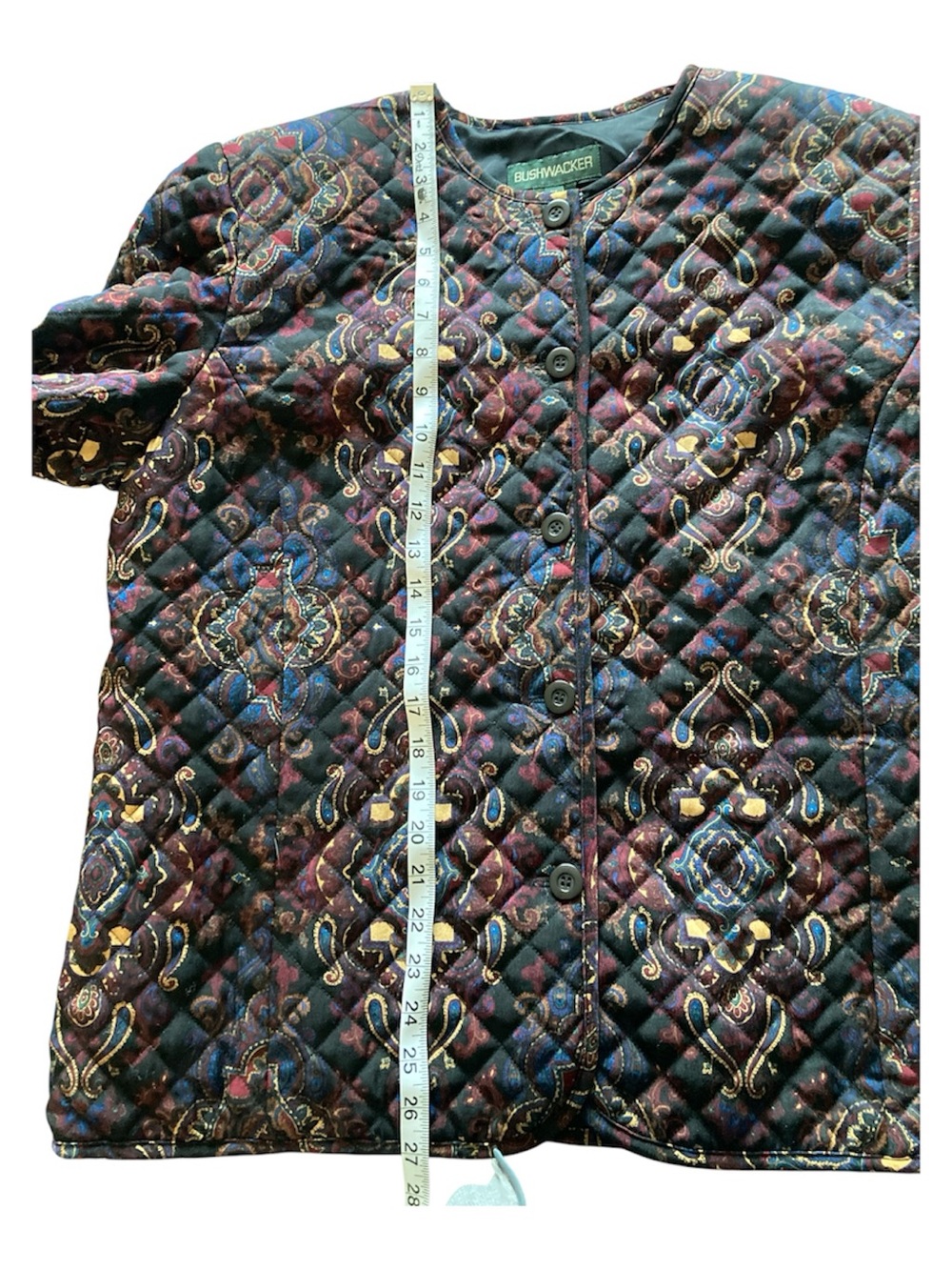 Quilted Patterned Button-Front Jacket - Burgundy Multi - Picture 4 of 11